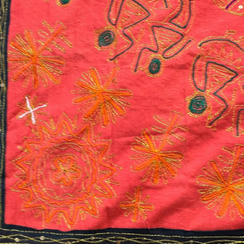 Vintage Hand-embroidered Indian Tapestry or Wall Decor